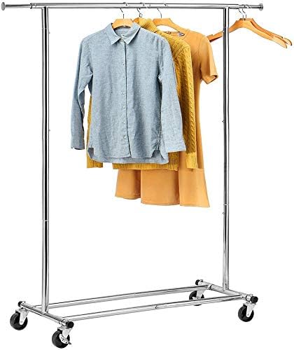 DRM Folding/Collapsible Clothing/Garment Rack,250 lbs Heavy-Duty Rolling Clothes Organizer Rack,Chrome