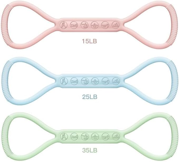 2025 Upgraded Figure 8 Resistance Band for Physical Therapy, Shoulder Back Arm Exercise Bands, 3 Resistance Levels for 15 25 35lb for Kids Adult Elderly