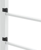 5-Tier Freestanding Ribbon Organizer Rack, White Metal Scarf Storage Display Stand for Craft Room, Gift Wrapping Paper Towel Hanger, Floor Standing Hanging Shelf for Home Store