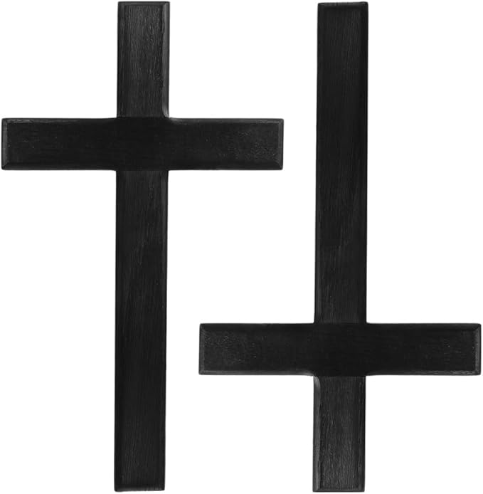 BESPORTBLE 2pcs Wooden Cross Wall Decor for Home, Weddings, Parties, Christian Religious Meditation, Spiritual Wall Cross for Churches and Prayer Rooms, Black