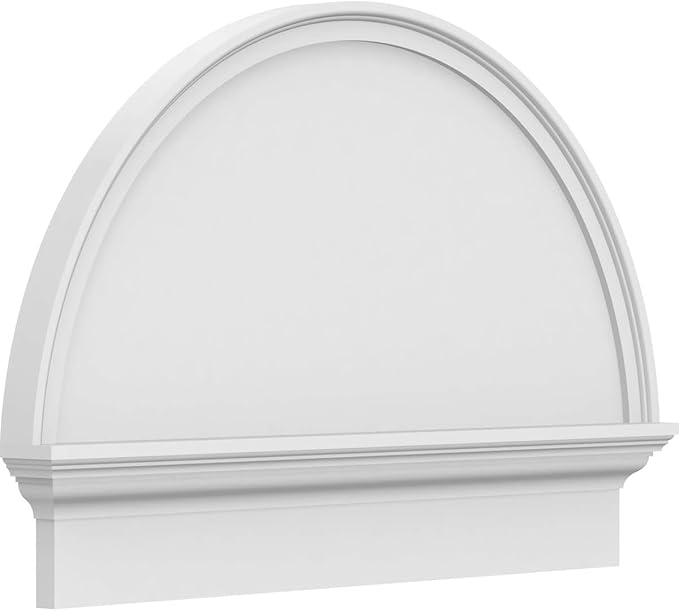 32"W x 22-3/4"H x 2-3/4"P Half Round Smooth Architectural Grade PVC Combination Pediment