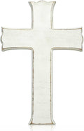 Bltgh White Wooden Cross Wall Decor, Religious Cross Gifts With Hook on Hanging Wall Or Table, Confirmation Cross Gift, Baptism Gifts, Rustic Home Church Room Crosses Décor, 10x6.5 IN