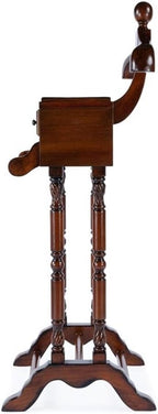 Pemberly Row Contemporary Clothing Valet Stand, 22" W x 17.5" D x 46.25" H, Rubberwood and Poplar Hardwood, Antique Cherry Finish, 2 Drawers, Decorative Legs, Bedroom or Office Wardrobe Display Piece