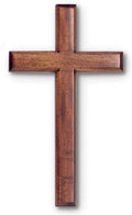 Unp Wall Cross 4" x 8" Mahogany Dark Wood Polybagged Pre-drilled Hole