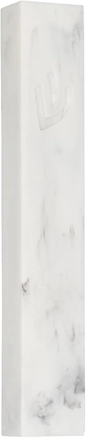 A&S Mezuzot Modern Concrete Mezuzah Case with Scroll, Easy Peel and Stick Mezuza (Marble, 6 Inches)