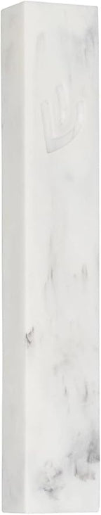 A&S Mezuzot Modern Concrete Mezuzah Case with Scroll, Easy Peel and Stick Mezuza (Marble, 6 Inches)