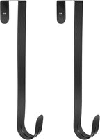 GameXcel 2 Pcs 12" Wreath Hanger for Front Door - Large Wreath Metal Hook for Christmas Wreath Over The Door Hanger - 2 Pcs Black