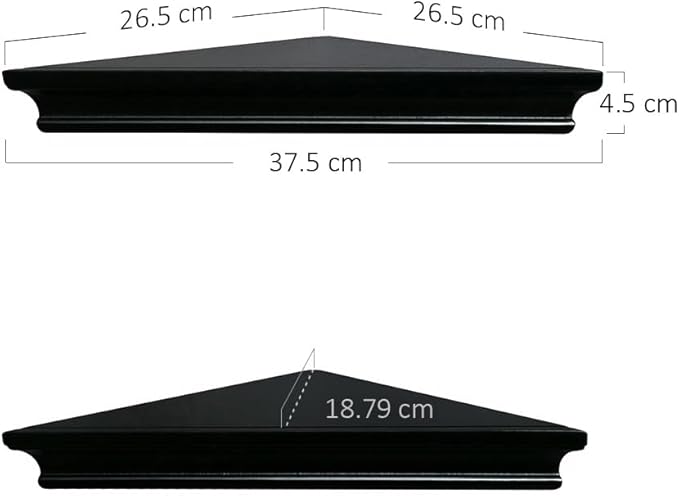 AHDECOR Black Floating Corner Shelves, Elegant Wall-Mounted Corner Shelf for Decorative Display and Storage in Any Room, Set of 2