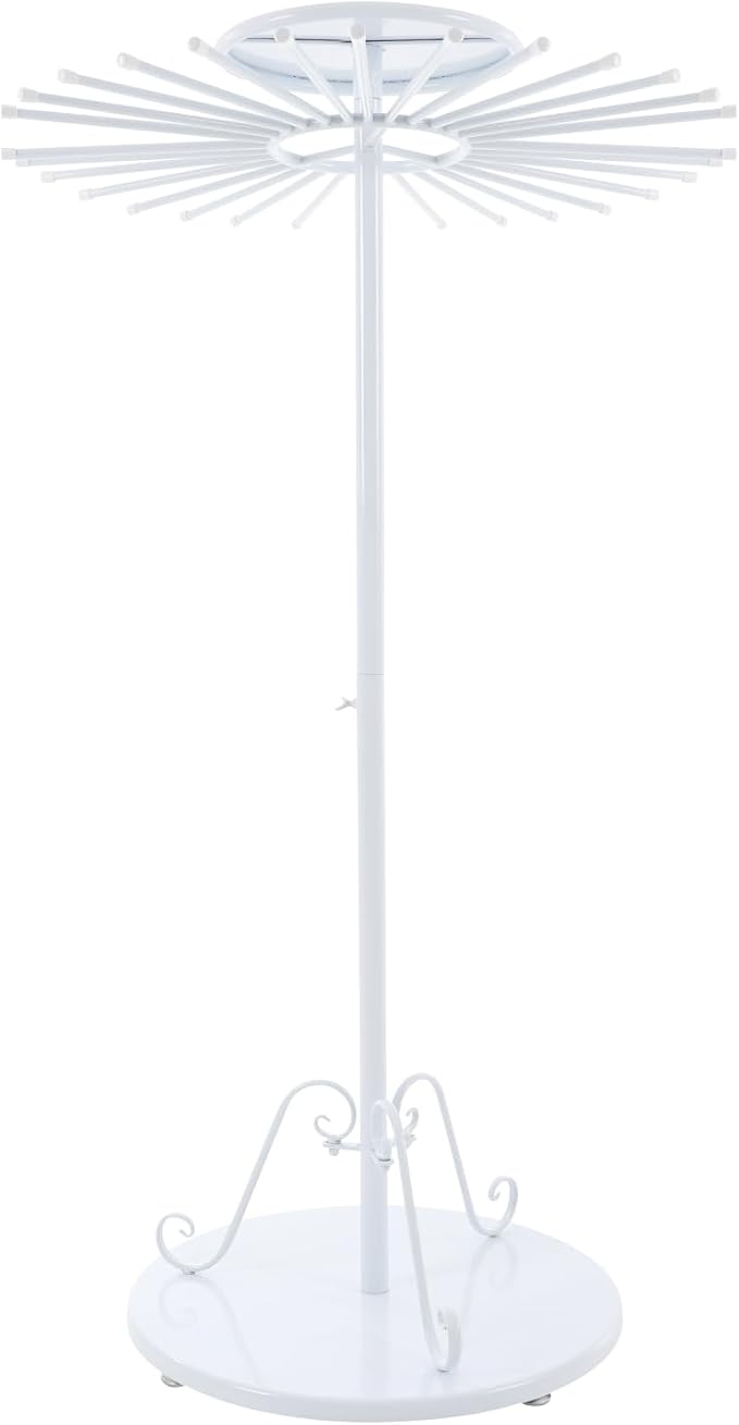 Scarf Display Stand 30-Arm Scarf Holder Organizer Freestanding Scarf Hanger 360° Rotating Rack for Home and Clothing Store (White, 30 Rods)