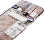 Brilliant Sunshine Paris and Toile Floral Patchwork Couch Armrest 5 Pockets Organizer, Slip Resistant Armchair Caddy, Washable Remote Controls Holder, Storage for Magazine, Tablet, 35×13", Latte Grey
