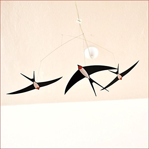 3 Swallow Hanging Mobile - 20 Inches - Premium-Grade Cardstock - Handmade in Denmark by Flensted