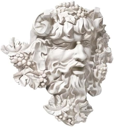 Design Toscano Bacchus, Grape Harvest Wine Greek Greenman Face Wall Sculpture, Medium, 12 inches tall, Cast Stone Resin, Antique Stone Finish