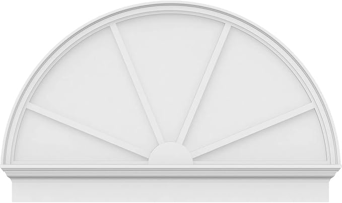 50"W x 31-3/4"H x 2-3/4"P Half Round 4 Spoke Architectural Grade PVC Combination Pediment