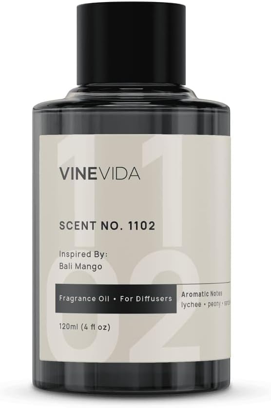VINEVIDA [4 Fl Oz] Scent NO. 1102 Fragrance Oil for Cold Air Diffusers, Aromatic Notes of Lychee Peony Sandalwood, Essential Oils for Diffuser Oil Refill & Air Freshener Room Spray