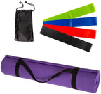 Wakeman Yoga Mat Set - 4-Pack of Resistance Bands for Working Out with 1/4-Inch Workout Mat - Home Gym Starter Kit - Exercise Equipment by Wakeman