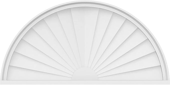 40"W x 20"H x 2"P Half Round Sunburst Architectural Grade PVC Pediment