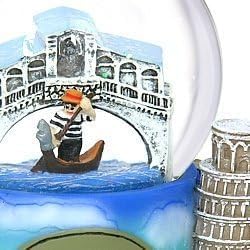 Italy Snow Globe of Rome, Pisa and Venice. (2.5 Inches Tall), 45mm Globe with Snow