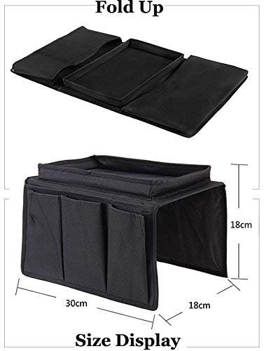 5 Pockets TV Remote Control Holder Couch Sofa Tray Armrest Organiser Oxford Chair Couch Caddy Sofa Armrest Bag Bedside Storage Hanging Organiser for Magazine Books Snack Mobile DVD Cellphone Drinker