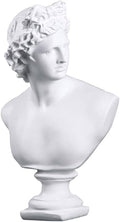 11.8 Inch Classic Greek White David Man Bust Statue, Large Resin Roman Goddess Apollo Sculpture for Home Décor
