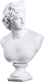 11.8 Inch Classic Greek White David Man Bust Statue, Large Resin Roman Goddess Apollo Sculpture for Home Décor