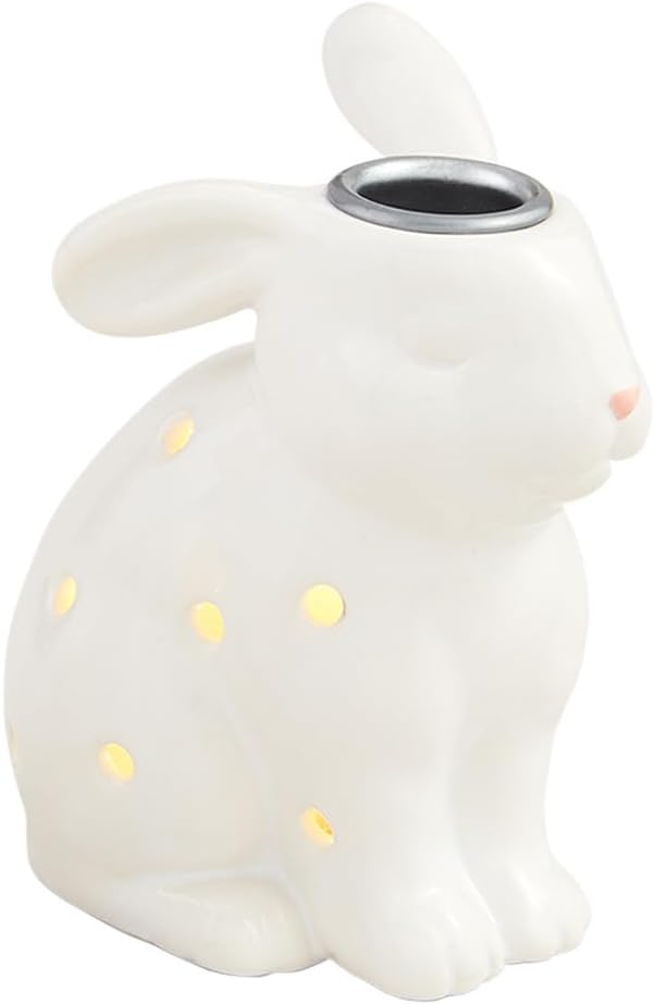 Mud Pie Led Bunny Taper Holder; Small 5" x 3 3/4"