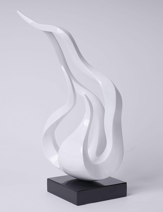 Abstract Sculpture Decor Modern Art Gift Holy Flame Figurine Statue for Home Office Living Dining Room White 16.5 Inch