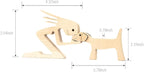 ISHINE Wood Decor Wooden Statue Man and Dog Figurine Handmade Carved Creative Home Office Gift for Men Women Accents Decoration Natural ECO Friendly 7x3 inches (C-Woman Kisses Dog)