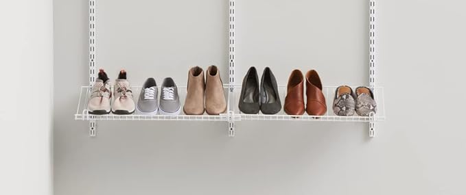Rubbermaid Customizable Wall Mount Shoe Shelf, White, for Home/House/Closet/Laundry/Linen Organization