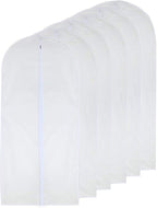 Garment Bags for Hanging Clothes 24'' x 48'' Long Suit Dust Hanging Garment Bag White Breathable Suit Covers for Closet Full Zipper Dust Cover for Dance Dress Clothes Pack of 6