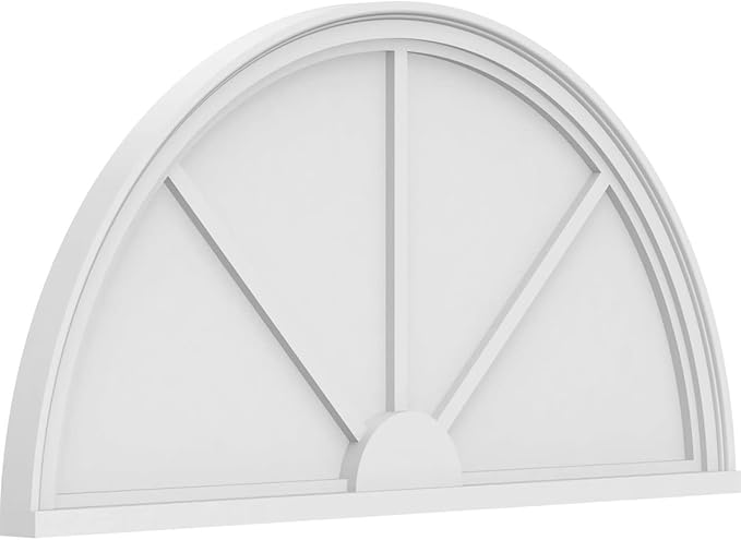 42"W x 21"H x 2"P Half Round 3 Spoke Architectural Grade PVC Pediment