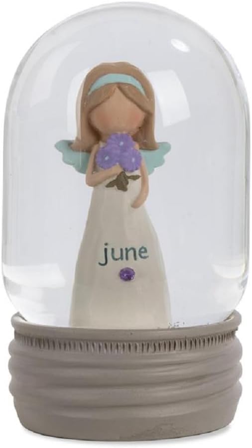 Blossom Bucket June Birthstone Angel Snow Globe, 4.25-inch Height, Resin, Home, Home Décor