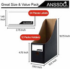 ANSSDO 12 Pack Black Cardboard Magazine Holder Premium Magazine File Holder Magazine Organizer, Magazine Storage Box, Large Volume Magazine File Organizer as Book Bins or Folder Holder for Desk