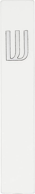 A&S Mezuzot Modern Concrete Mezuzah Case with Scroll, Easy Peel and Stick Mezuza (White+ Silver Shin, 7 Inches)