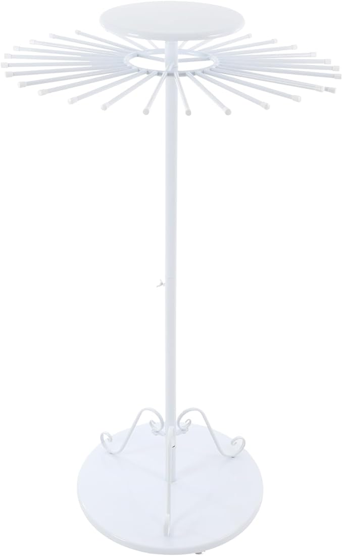 Scarf Display Stand, Commercial Hijab Organizer with 30 Rods, 360°Rotation Scarf Holder Display Rack Organizer for Boutique Retail Store, Apartment, Home Use (White, 27.6'')