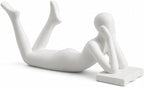 White Reading Statue Style B, Abstract Reader Figurine, Resin Book Decor for Bookshelf, Coffee Table, Desk Shelf Decor, Gift for Book Lovers