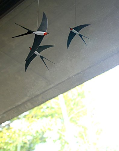 3 Swallow Hanging Mobile - 20 Inches - Premium-Grade Cardstock - Handmade in Denmark by Flensted