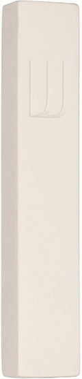A&S Mezuzot Modern Concrete Mezuzah Case with Scroll, Easy Peel and Stick Mezuza (Ivory+ Engraved Shin, 9 Inches)
