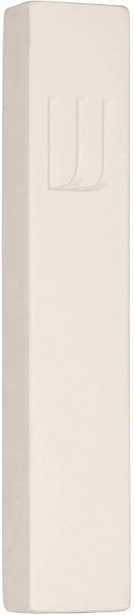 A&S Mezuzot Modern Concrete Mezuzah Case with Scroll, Easy Peel and Stick Mezuza (Ivory+ Engraved Shin, 7 Inches)