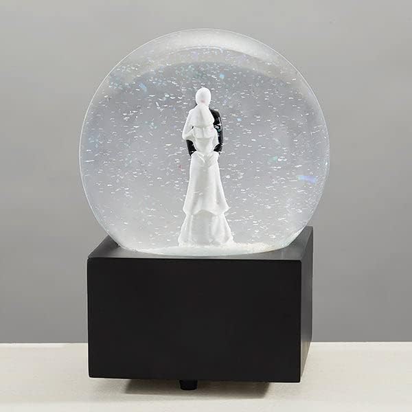 Personalization Universe Personalized Wedding Couple Musical Snow Globe - Engraved Names & Message, Plays Wedding March Music, Ideal Wedding Gift, Tabletop Decor, Custom Keepsake, Anniversary