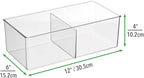 mDesign Storage Box with 2 Compartments - Practical Bedroom Storage Box - BPA Free Plastic Clothes Box - 6" x 12" x 4" - Set of 2 - Clear