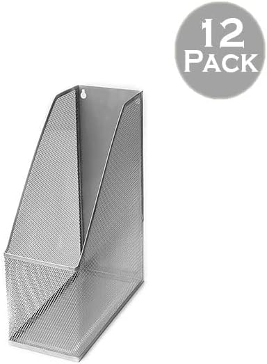 YBM HOME Mesh Steel Magazine File Holder (12, Silver)