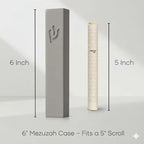 SURI Mezuzah for Door – 6 Inch Light Gray Concrete Mezuzah Case with Printed Scroll, Self-Stick Jewish Entry Design, Fits a 5 Inch Scroll, Gift Box Included