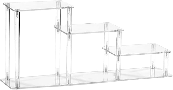 3 Tier Clear Acrylic Display Risers Stand Shelf, Acrylic Stands Display for Collectibles Pop Figure Models Perfumes Jewel,Action Figures Stand Organizer