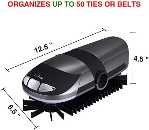 Primode Motorized Tie Rack Stores Up to 50 Ties– Closet Organizer, Holds & Displays Up to 50 Ties Or Belts, Rotation Operates with Batteries. Great Gift Idea for Fathers Day