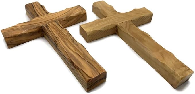 Olive Wood Wall Cross from Bethlehem, Wall Hanging Wooden Crosses for Wall , Confirmation Cross Gift , Baptism Gifts , Holy Wall cross, Religious décor Cross (One Small Cross 4.75" x 3.4")