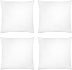 Covers & All Throw Pillow Inserts Only Pack of 4, Durable Soft Square 18 x 18 Inches 65 GSM Non-Woven Fabric with 15D Silicon Fiber Filling, Universal uses for Home Decor Office Indoor Outdoor