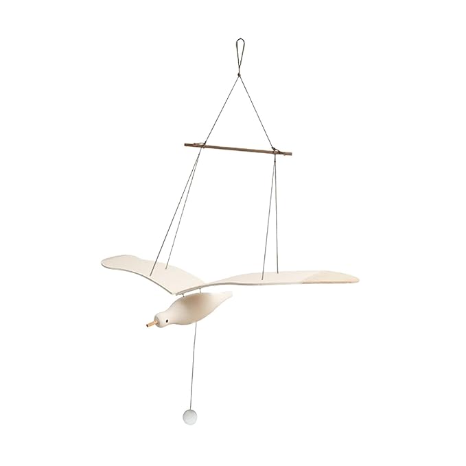 Wooden Seagull Mobile, Wood Soaring Seagulls Drop, Wooden Soaring Seagulls Hanging Decoration, for Window Nursery Living Room