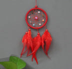 Red Small Dream Catcher with Feathers Wall Hanging Ornament Indian Style Decoration Wind Chimes for Car Home Wall Decor Home and Kitchen Home Decoration