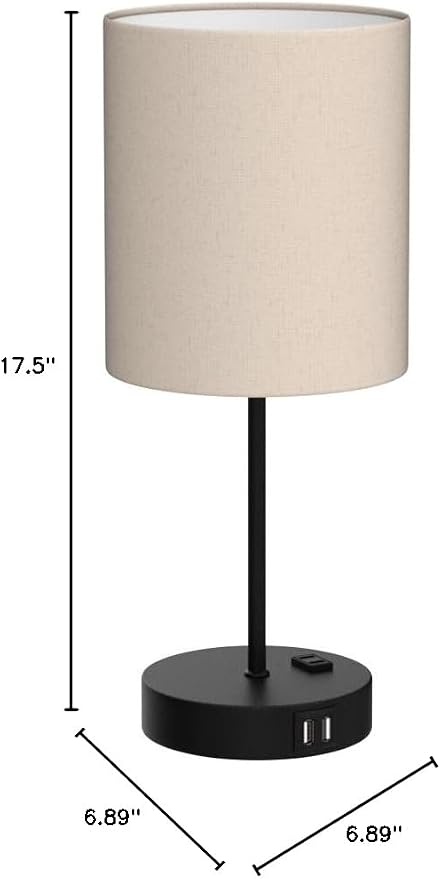 Lynnoland Set of 2 Touch Beige Table Lamps with 2 USB Ports & AC Outlet, 3-Way Dimmable Bedside Nightstand Lamps for Living Room Nursery Office Bedroom, 800 Lumens 2700K Warm Bulbs Included