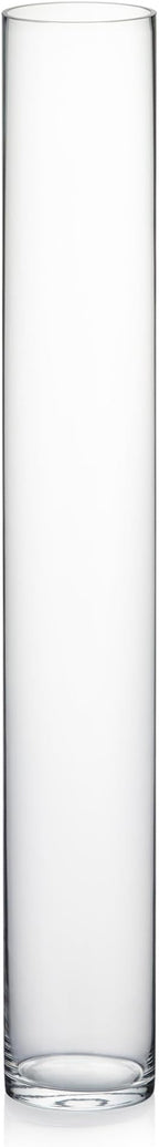WGVI Quality Thick Weighted Tall Clear Cylinder Glass Vases, 4" W x 28" H, Flower Arrangement Floating Candle Holders Wedding Centerpieces Event Floral Container Floor Display Home Décor, 1 Piece
